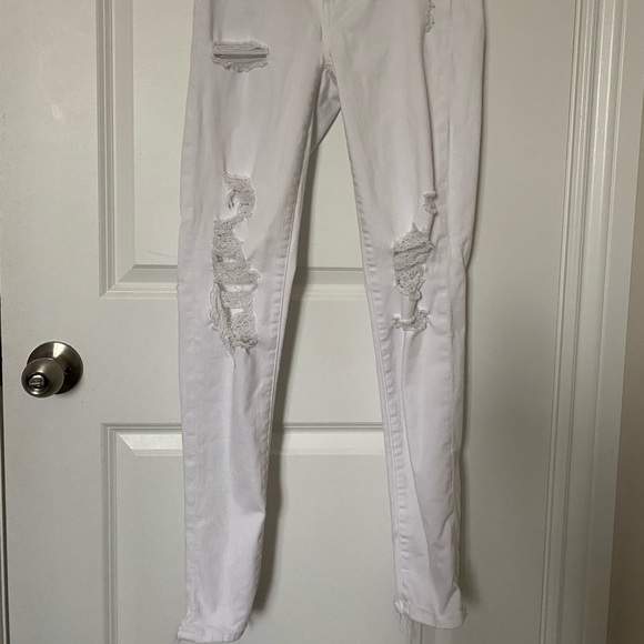 White Ripped Skinny Jeans - Picture 2 of 5